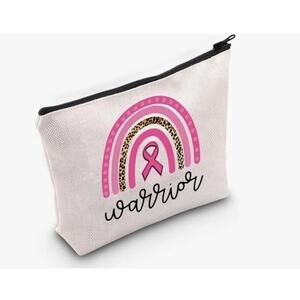 Power of Pink Ribbon Small Cotton Canvas Cosmetic Zipper Eco Pouch Bag New